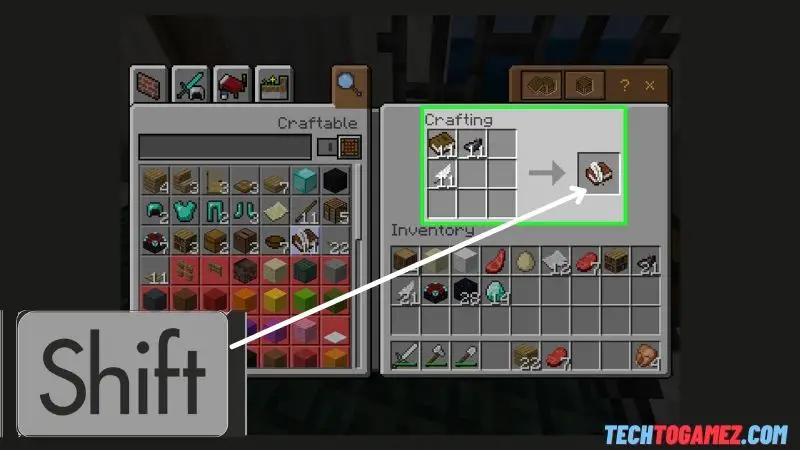 How to craft faster in Minecraft pe Using Shift Key
